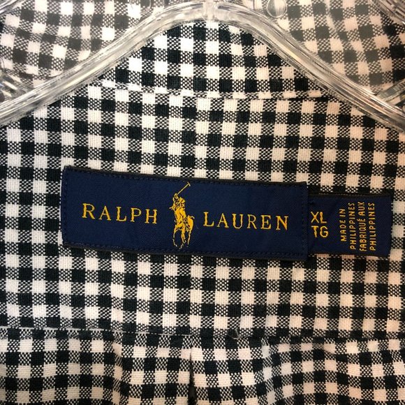 Polo Ralph Lauren Shirt XL Extra Up Long Sleeve Black Check Logo Pony - Picture 6 of 12